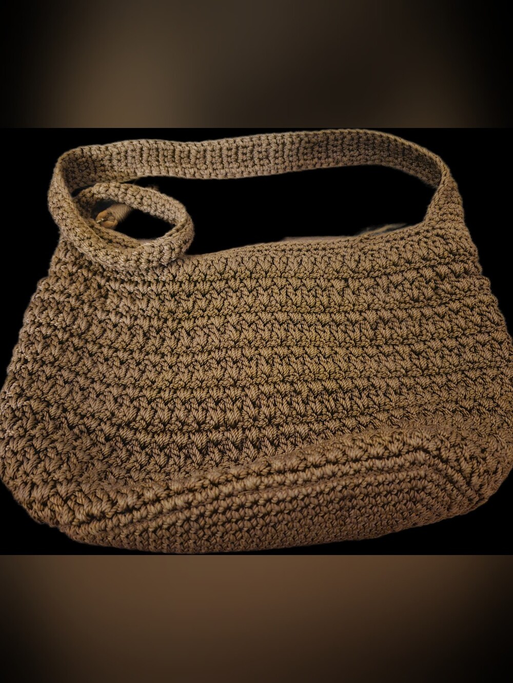The Sak Crochet Mini Shoulder Bag in Taupe Brown
